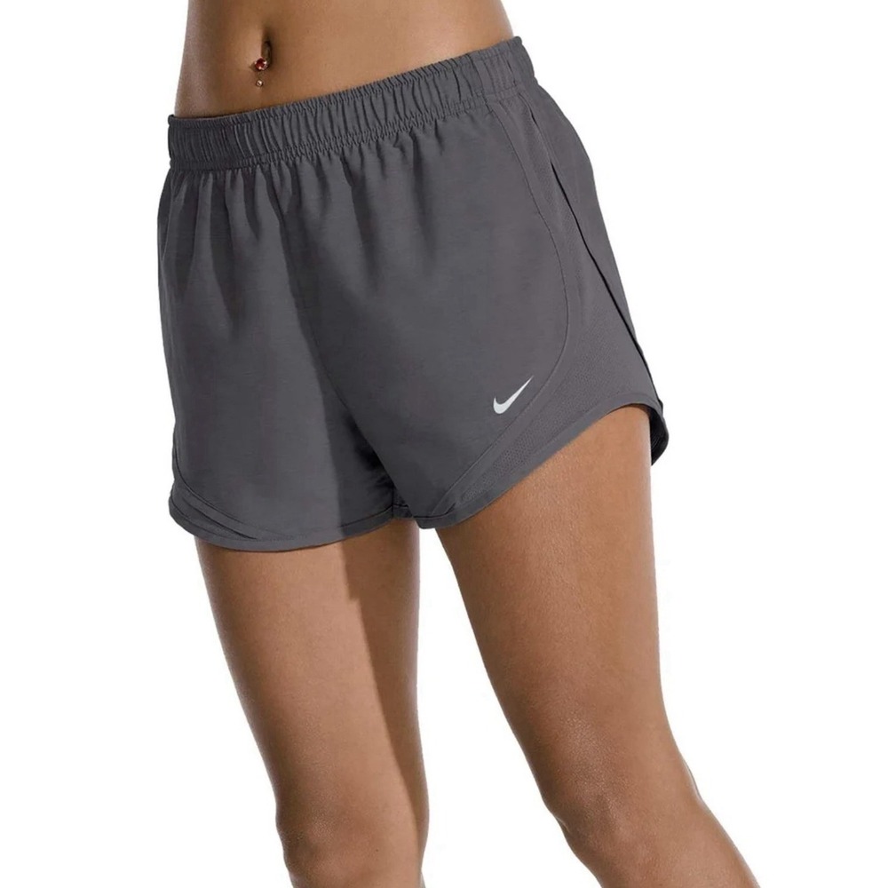 Nike Womens Dry Tempo 3" Running Shorts Black Grey Drawstring Waist Size Medium